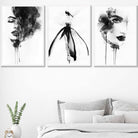 FASHION Set of 3 Black and White Wall Art Prints from Watercolour Illustrations