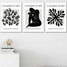 Matisse Floral and Nude Set of 3 Black and Grey Wall Art Prints