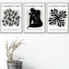 Matisse Floral and Nude Set of 3 Black and Grey Wall Art Prints