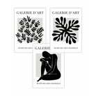 Matisse Floral and Nude Set of 3 Black and Grey Wall Art Prints