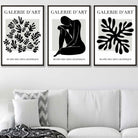 Matisse Floral and Nude Set of 3 Black and Grey Wall Art Prints / Framed | Artze Wall Art UK