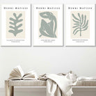 Matisse Floral and Nude Set of 3 Wall Art Prints in Sage Green