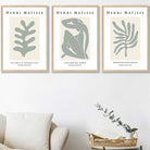 Matisse Floral and Nude Set of 3 Wall Art Prints in Sage Green