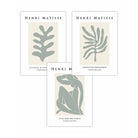 Matisse Floral and Nude Set of 3 Wall Art Prints in Sage Green