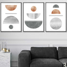 Grey's and Copper Textured Geometric Art Prints