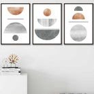 Grey's and Copper Textured Geometric Art Prints