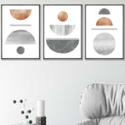 Grey's and Copper Textured Geometric Art Prints