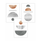 Grey's and Copper Textured Geometric Art Prints