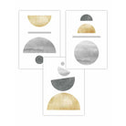 Greys and Gold Textured Geometric Wall Art Prints Set