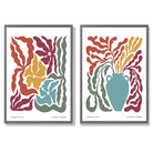 Colourful Boho Floral Set of 2 Art Prints with Dark Grey Frame
