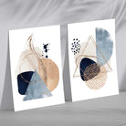 Blue and Beige Watercolour Shapes Set of 2 Art Prints