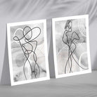 Grey Female Line Art Fashion Set of 2 Art Prints