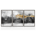 Set of 3 Abstract Mountains Black & Grey Framed Wall Art | Artze Wall Art UK