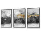 Set of 3 Abstract Mountains Black & Grey Framed Wall Art | Artze Wall Art UK