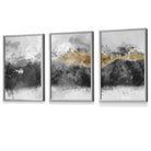 Set of 3 Abstract Mountains Black & Grey Framed Wall Art | Artze Wall Art UK