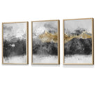 Set of 3 Abstract Mountains Black & Grey Framed Wall Art | Artze Wall Art UK