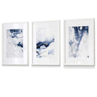 Set of 3 Navy Blue Abstract Ocean Waves Framed Wall Art | Artze Wall Art UK