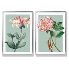 Sage Green Geometric Pineapple Fruit Set of 2 Art Prints with Silver Frame