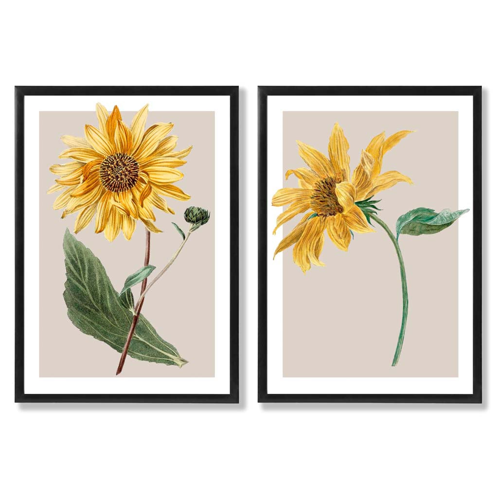 Sage Green Geometric Pineapple Fruit Set of 2 Art Prints with Black Frame