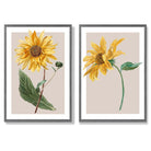 Sage Green Geometric Pineapple Fruit Set of 2 Art Prints with Dark Grey Frame