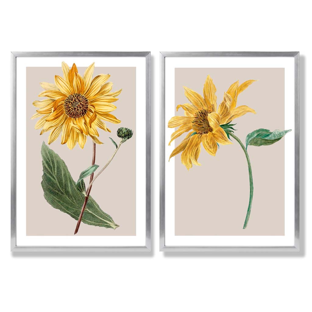 Sage Green Geometric Pineapple Fruit Set of 2 Art Prints with Silver Frame