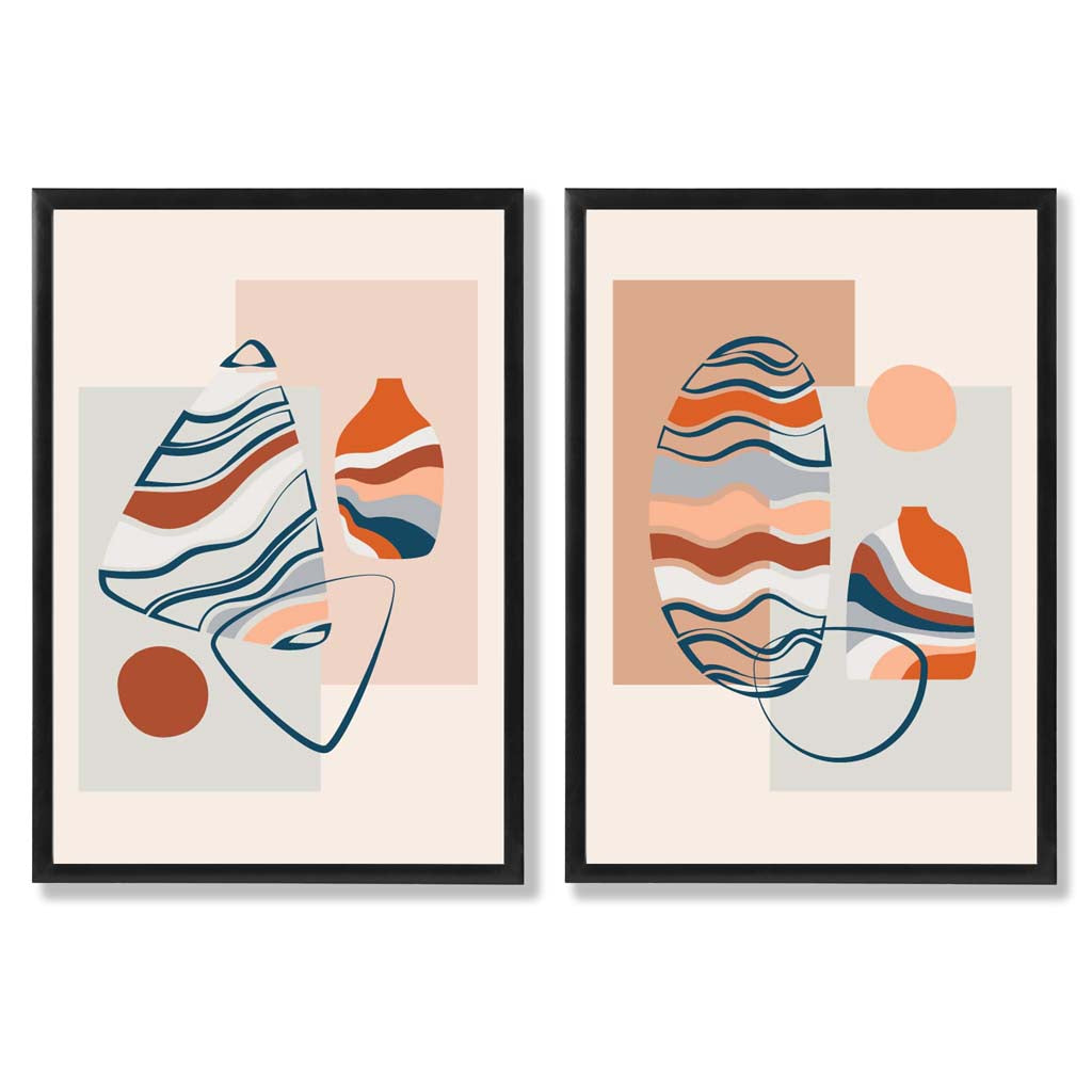 Boho Pastel Shapes Set Of 2 Art Prints Artze Wall Art UK boho-pastel-shapes-set-of-2-art-prints-artze-wall-art-uk