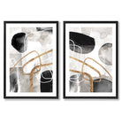 Sage Green Geometric Pineapple Fruit Set of 2 Art Prints with Black Frame