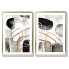 Sage Green Geometric Pineapple Fruit Set of 2 Art Prints with Gold Frame