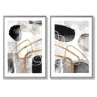 Sage Green Geometric Pineapple Fruit Set of 2 Art Prints with Light Grey Frame