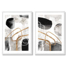 Sage Green Geometric Pineapple Fruit Set of 2 Art Prints with White Frame