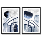 Sage Green Geometric Pineapple Fruit Set of 2 Art Prints with Black Frame