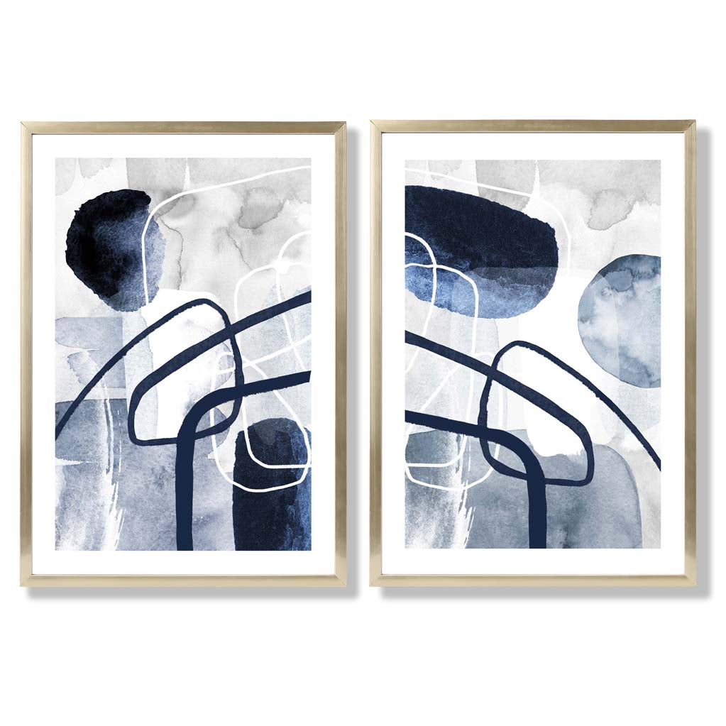 Sage Green Geometric Pineapple Fruit Set of 2 Art Prints with Gold Frame