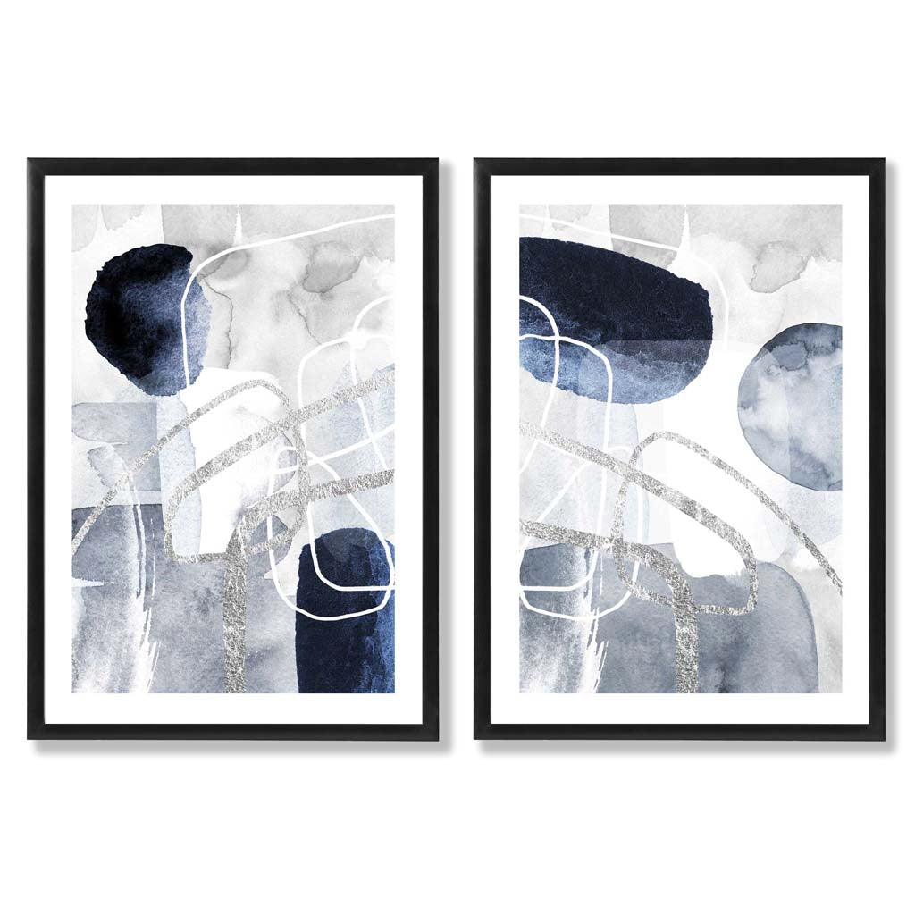 Sage Green Geometric Pineapple Fruit Set of 2 Art Prints with Black Frame