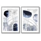 Sage Green Geometric Pineapple Fruit Set of 2 Art Prints with Light Grey Frame