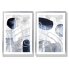 Sage Green Geometric Pineapple Fruit Set of 2 Art Prints with Silver Frame
