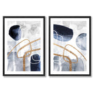 Sage Green Geometric Pineapple Fruit Set of 2 Art Prints with Black Frame