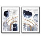 Sage Green Geometric Pineapple Fruit Set of 2 Art Prints with Dark Grey Frame