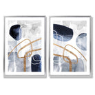 Sage Green Geometric Pineapple Fruit Set of 2 Art Prints with Silver Frame