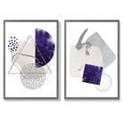 Sage Green Geometric Pineapple Fruit Set of 2 Art Prints with Dark Grey Frame