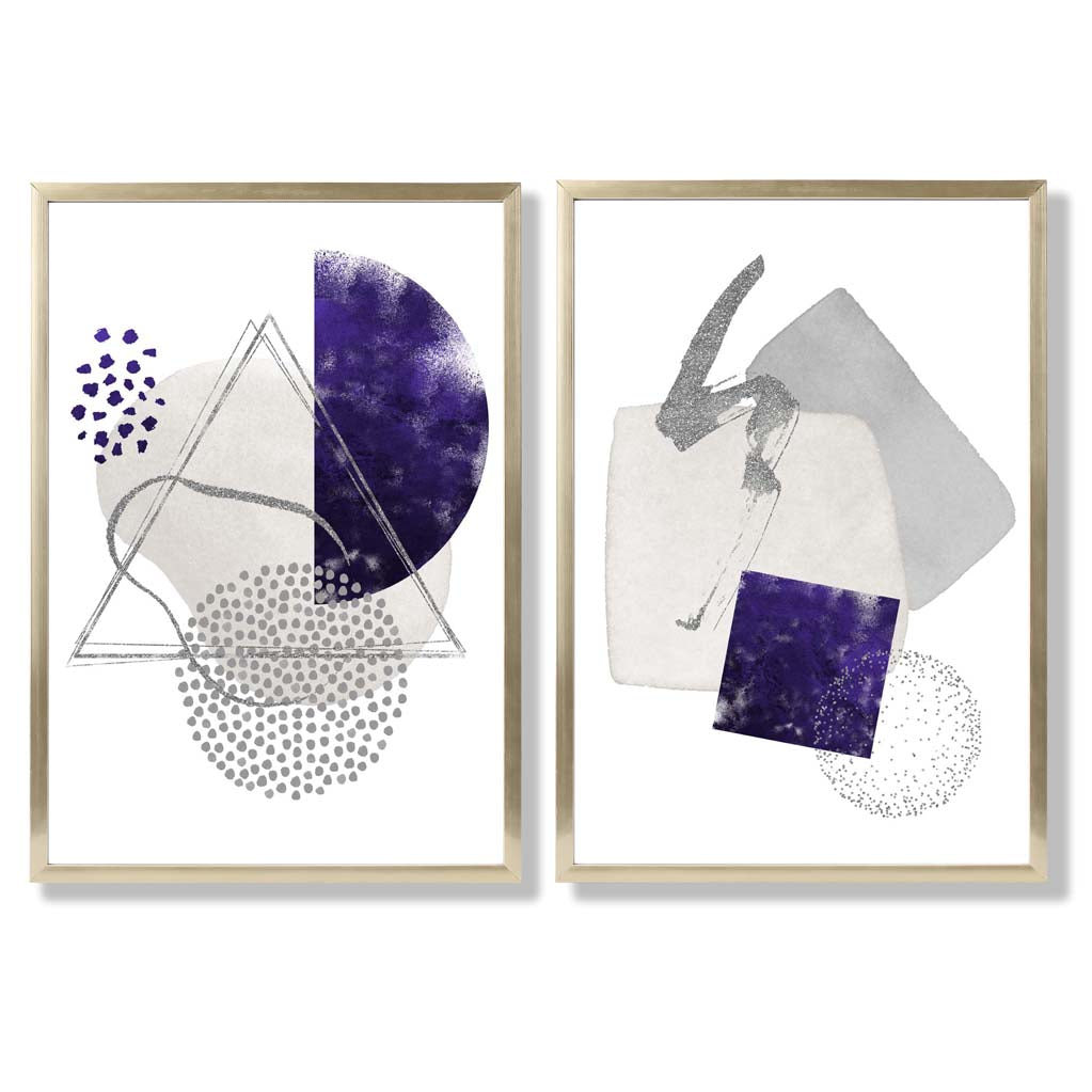 Sage Green Geometric Pineapple Fruit Set of 2 Art Prints with Gold Frame