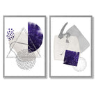 Sage Green Geometric Pineapple Fruit Set of 2 Art Prints with Light Grey Frame