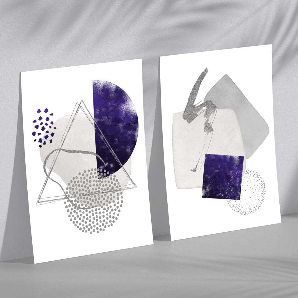 Purple Abstract Watercolour Set of 2 Art Prints