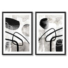 Sage Green Geometric Pineapple Fruit Set of 2 Art Prints with Black Frame
