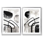 Sage Green Geometric Pineapple Fruit Set of 2 Art Prints with Silver Frame