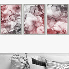 Set of 3 Abstract floral Red & Grey Wall Art Prints