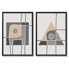 Sage Green Geometric Pineapple Fruit Set of 2 Art Prints with Black Frame