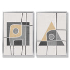 Sage Green Geometric Pineapple Fruit Set of 2 Art Prints with Silver Frame
