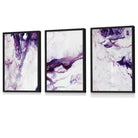 Set of 3 Purple Pink Abstract Waves Framed Wall Art | Artze Wall Art UK