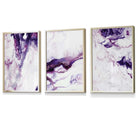 Set of 3 Purple Pink Abstract Waves Framed Wall Art | Artze Wall Art UK