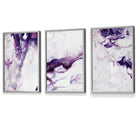 Set of 3 Purple Pink Abstract Waves Framed Wall Art | Artze Wall Art UK